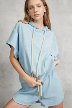 Dunes Terry Racer Short -Aje 2 S34 21RE1256 DunesSleevelessHoodie Ice Blue 21928 Aje 1252 frontshot f5219f5a 1bc1 42bc bee2 e508726eedf7