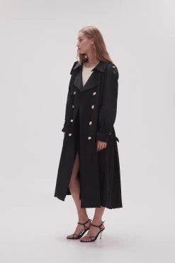 Prima Pleat Trench Coat -Aje 20AJ2002 BLK 3