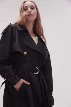 Prima Pleat Trench Coat -Aje 20AJ2002 BLK 6