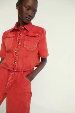 Gianna Denim Cropped Shirt -Aje 21