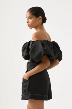 Riviera Off Shoulder Tube Silk Top -Aje 21RE1224 BLK 3