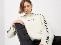 Delphine Logo Knit Jumper -Aje 22AW1608 IVORY BLACK DelphineLogoKnitJumper LANDSCAPE