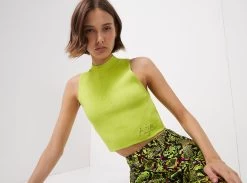 Lena Logo Crepe Knit Tank -Aje 22AW1660 LenaLogoCrepeKnitTank ChartreuseGreen Landscape