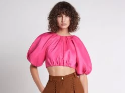 Admiration Lace-Up Cropped Top -Aje 22AW1666 MAGENTA AdmirationLace UpCroppedTop Landscape