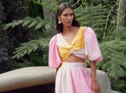 Cloud Burst Puff Sleeve Cropped Top -Aje 22AW1769 TIEDYEPINK CloudBurstPuffSleeveCroppedTop Landscape