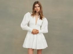 Fallingwater Gathered Mini Dress 21 Fallingwater Gathered Mini Dress -Aje 22AW5373 Fallingwater Gathered Mini Dress Ivory Landscape