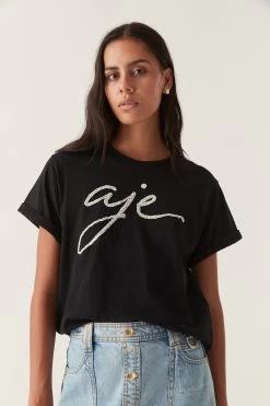 Enya Embellished Slim Tee 8 Enya Embellished Slim Tee -Aje 22CO1149 BLK WHT 3