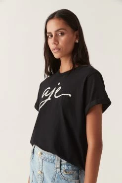 Enya Embellished Slim Tee 9 Enya Embellished Slim Tee -Aje 22CO1149 BLK WHT 4