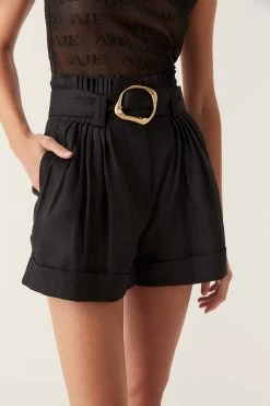 Byblos Belted Linen Short 8 Byblos Belted Linen Short -Aje 22CO3029 BLK 4