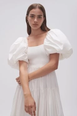 Casa Puff Sleeve Midi Dress -Aje 22CO5096 IVRY 6