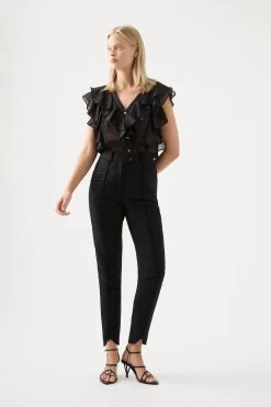 Michelle Ruffle Blouse -Aje 22RE1947 BLK 3