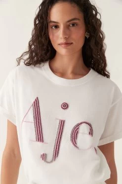 Cary Embellished Tee -Aje 22RE1981 WHT PNK LG 5