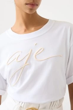 Claudel Embroidered Tee -Aje 22RE1995 WHT ECRU 4
