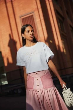 Claudel Embroidered Tee -Aje 22RE1995 WHT ECRU 7