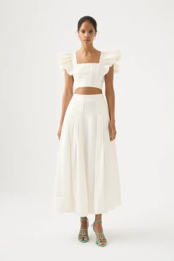 Chloe Tuck Detail Midi Skirt