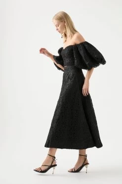 Patina Lace Midi Skirt -Aje 22RE4303 BLK 3