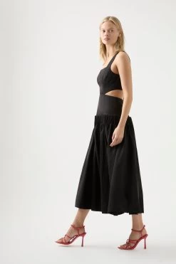 Audette Pleated Midi Dress 7 Audette Pleated Midi Dress -Aje 22RE5516 BLK 3