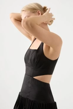 Audette Pleated Midi Dress 8 Audette Pleated Midi Dress -Aje 22RE5516 BLK 4