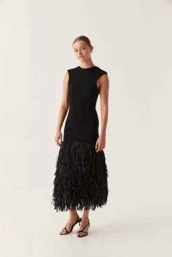 Rushes Knit Midi Dress 8 Rushes Knit Midi Dress -Aje 22RE5621 BLK 3