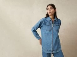 Ana Denim Zip Shirt -Aje 22SS1800 90SWASHAnaDenimZipShirt Landscape