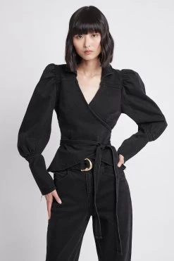 Dione Denim Wrap Top