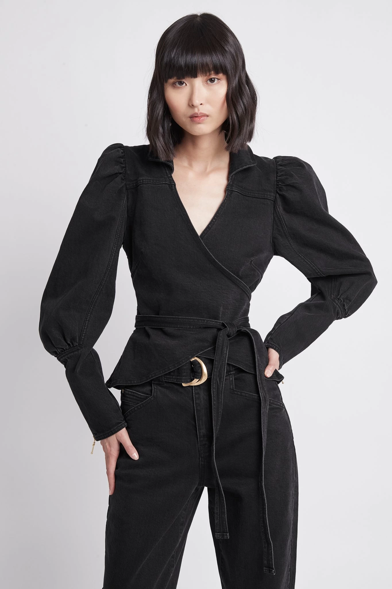 Dione Denim Wrap Top 1 Dione Denim Wrap Top