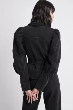 Dione Denim Wrap Top 13 Dione Denim Wrap Top -Aje 22SU1441 DioneDenimWrapTop BLACK 4