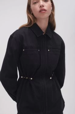 Willa Pearl Pin Denim Shirt -Aje 23AW1022 BLK 4