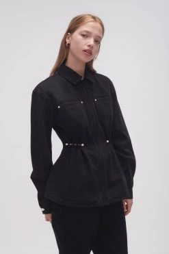 Willa Pearl Pin Denim Shirt -Aje 23AW1022 BLK 5