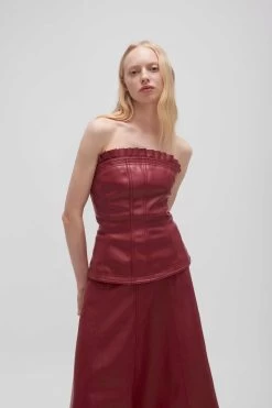 Stanhope Vegan Leather Top -Aje 23AW1024 MHGNY RED 3