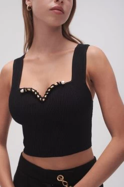 Goldfoil Metal Bar Bodice 9 Goldfoil Metal Bar Bodice -Aje 23AW1038 BLK 4