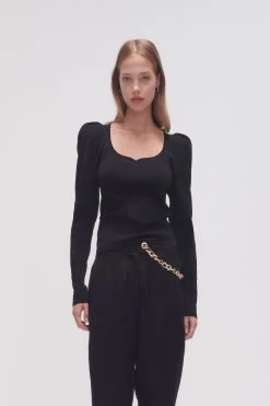 Emma Sweetheart Neck Knit -Aje 23AW1049 BLK 3