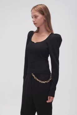 Emma Sweetheart Neck Knit -Aje 23AW1049 BLK 5
