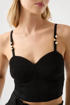 Phaedra Ottoman Knit Bustier -Aje 23AW1081 BLK 4