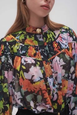 Nellie Ruched Swing Blouse -Aje 23AW1177 MDN FLO 4