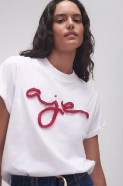 Raymonde Ruched Logo Tee -Aje 23AW1188 WHT HPNK 4