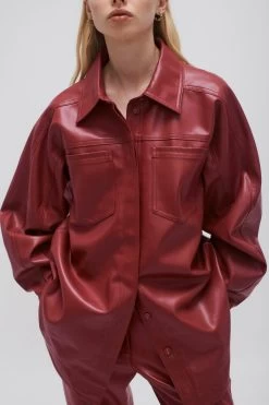 River Vegan Leather Shirt -Aje 23AW1239 MHGNY RED 4