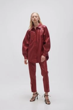 River Vegan Leather Shirt -Aje 23AW1239 MHGNY RED 5