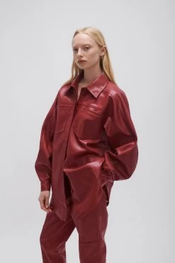 River Vegan Leather Shirt -Aje 23AW1239 MHGNY RED 6