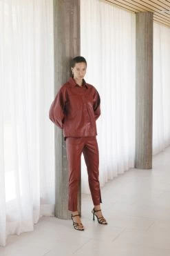 River Vegan Leather Shirt -Aje 23AW1239 MHGNY RED 8