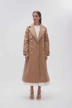 Constellation Pearl Trim Coat -Aje 23AW2090 TPE GRY 3