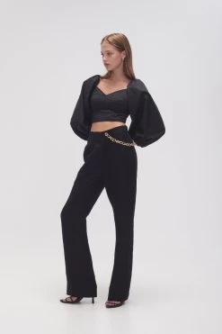 Opal Flared Chain Link Pant 6 Opal Flared Chain Link Pant -Aje 23AW3020 BLK 3