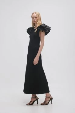 Questa Puff Midi Dress -Aje 23AW5031 BLK 3