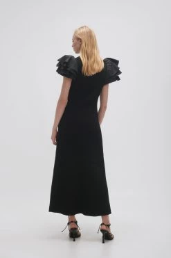 Questa Puff Midi Dress -Aje 23AW5031 BLK 5