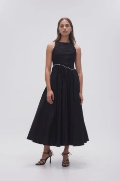 Florence Pearl Trim Midi Dress -Aje 23AW5151 BLK 3 f53e41ef 54b8 4ab9 ac55 d8838bb5262a
