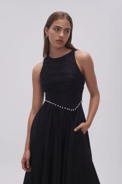 Florence Pearl Trim Midi Dress -Aje 23AW5151 BLK 5 985c22bd eae7 42b9 a51c 03237f0d0ce0