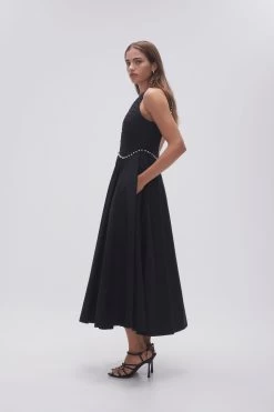 Florence Pearl Trim Midi Dress -Aje 23AW5151 BLK 7 a507a108 1ca6 4425 9224 3b5adfc7b117