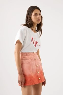 Remi Embellished Logo Tee -Aje 23CR1006 WHT CORL 5