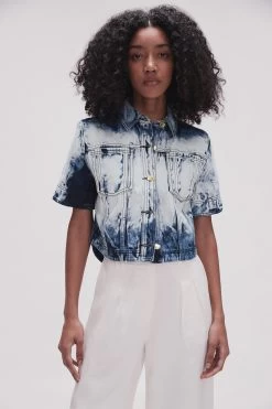 Enigma Denim Cropped Shirt -Aje 23SS1272 TD INDIGO 3