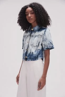 Enigma Denim Cropped Shirt -Aje 23SS1272 TD INDIGO 5